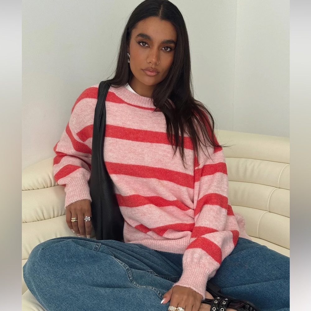 Ryanna Sweater Pink / Red Stripe, Princess Polly
